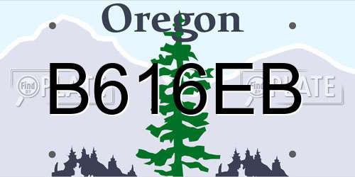 B616EB Oregon License Plate