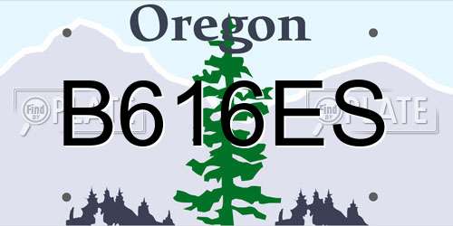 B616ES Oregon License Plate