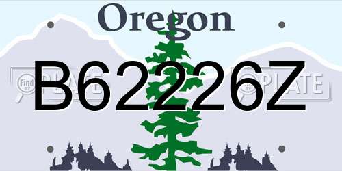 B62226Z Oregon License Plate