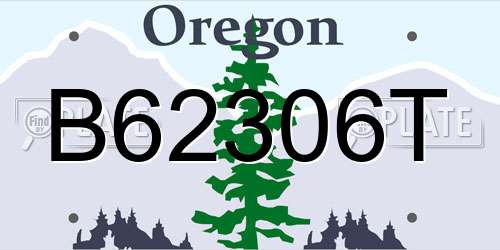 B62306T Oregon License Plate