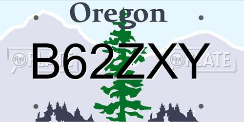 B62ZXY Oregon License Plate