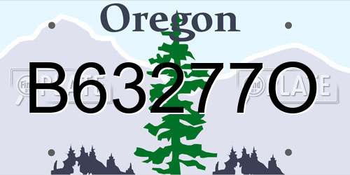 B63277O Oregon License Plate
