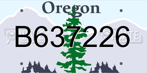 B637226 Oregon License Plate
