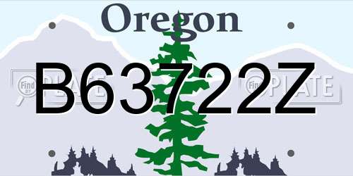 B63722Z Oregon License Plate