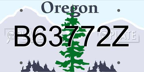 B63772Z Oregon License Plate