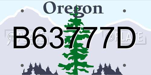 B63777D Oregon License Plate