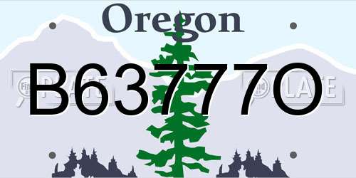 B63777O Oregon License Plate