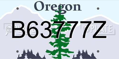B63777Z Oregon License Plate