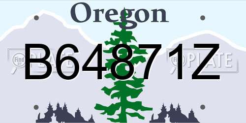 B64871Z Oregon License Plate