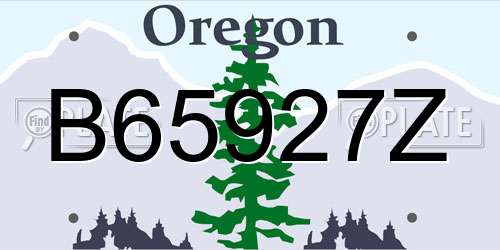 B65927Z Oregon License Plate
