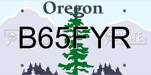 B65FYR Oregon License Plate