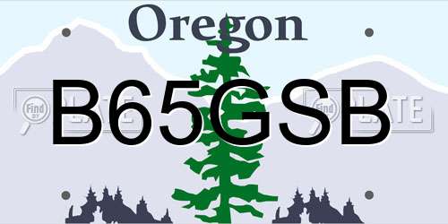 B65GSB Oregon License Plate