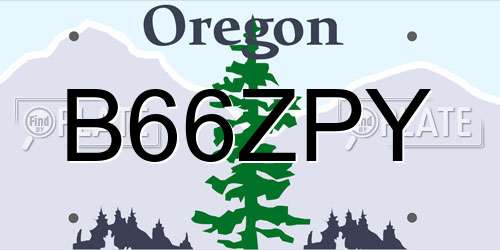 B66ZPY Oregon License Plate