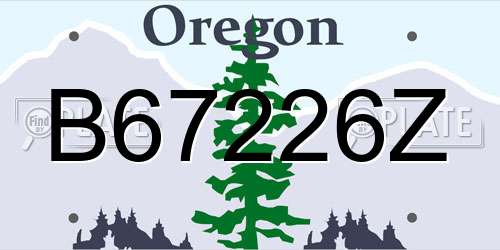 B67226Z Oregon License Plate