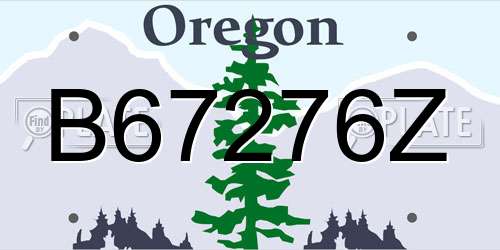 B67276Z Oregon License Plate