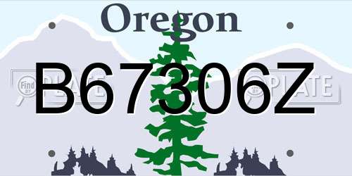 B67306Z Oregon License Plate