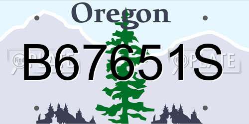B67651S Oregon License Plate