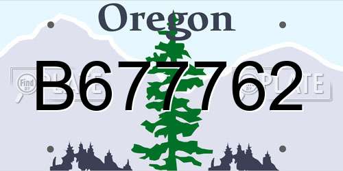 B677762 Oregon License Plate