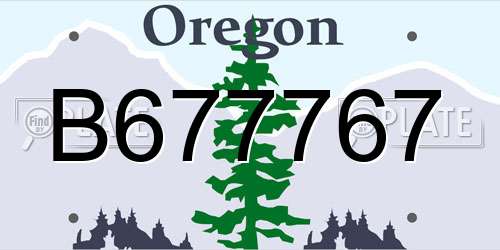 B677767 Oregon License Plate