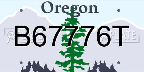 B67776T Oregon License Plate