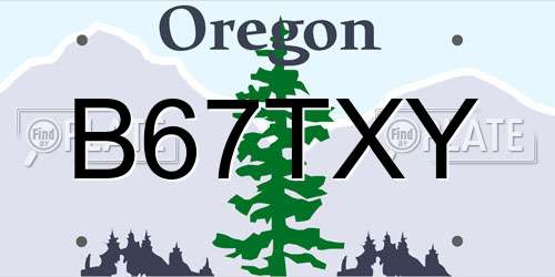 B67TXY Oregon License Plate