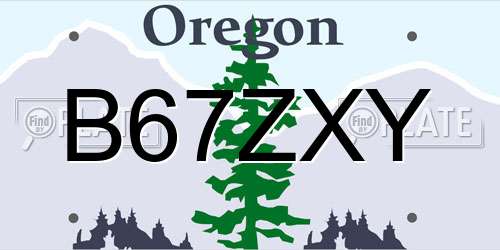 B67ZXY Oregon License Plate