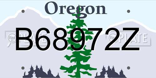 B68972Z Oregon License Plate