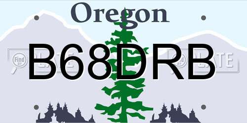 B68DRB Oregon License Plate