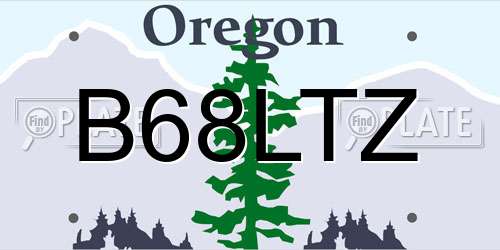 B68LTZ Oregon License Plate