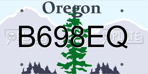 B698EQ Oregon License Plate
