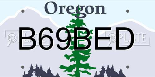 B69BED Oregon License Plate