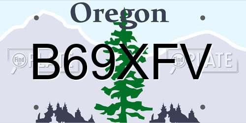 B69XFV Oregon License Plate