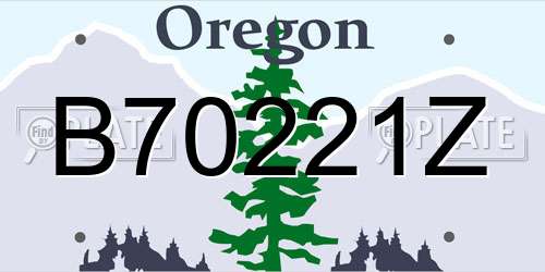 B70221Z Oregon License Plate