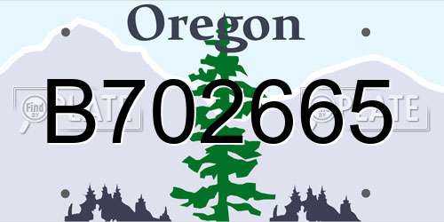 B702665 Oregon License Plate