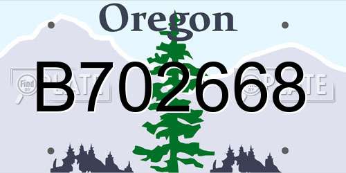 B702668 Oregon License Plate