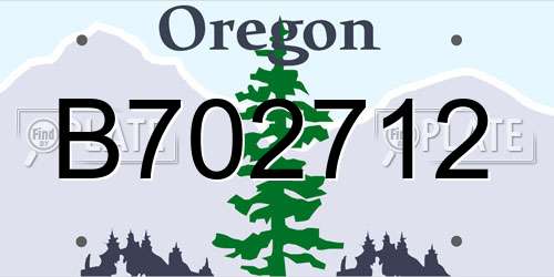B702712 Oregon License Plate