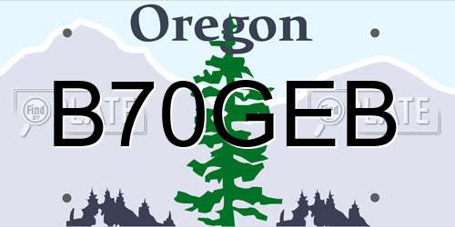 B70GEB Oregon License Plate