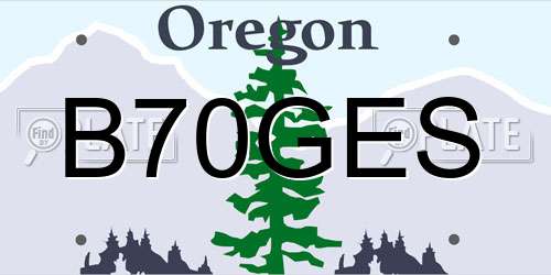 B70GES Oregon License Plate