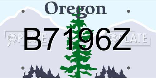 B7196Z Oregon License Plate