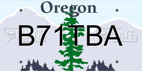 B71TBA Oregon License Plate