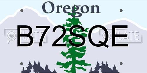 B72SQE Oregon License Plate