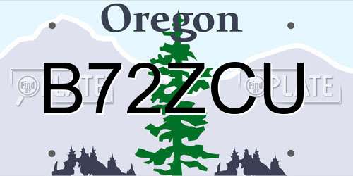 B72ZCU Oregon License Plate