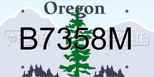 B7358M Oregon License Plate