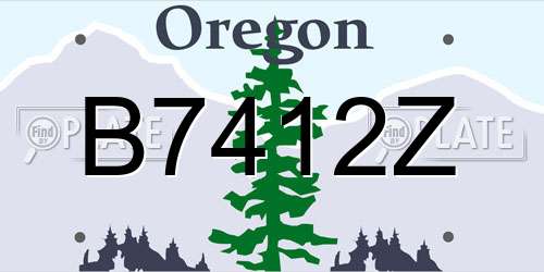 B7412Z Oregon License Plate