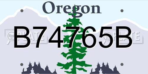 B74765B Oregon License Plate