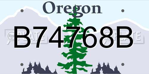 B74768B Oregon License Plate