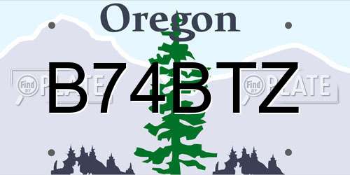 B74BTZ Oregon License Plate