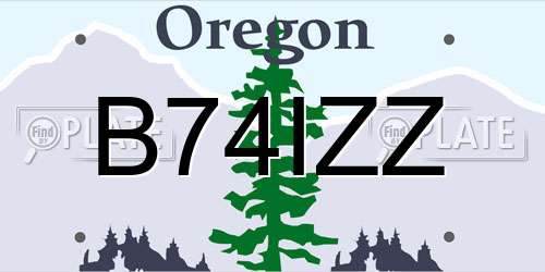 B74IZZ Oregon License Plate