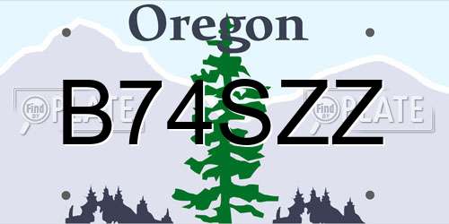 B74SZZ Oregon License Plate