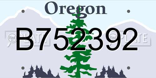 B752392 Oregon License Plate